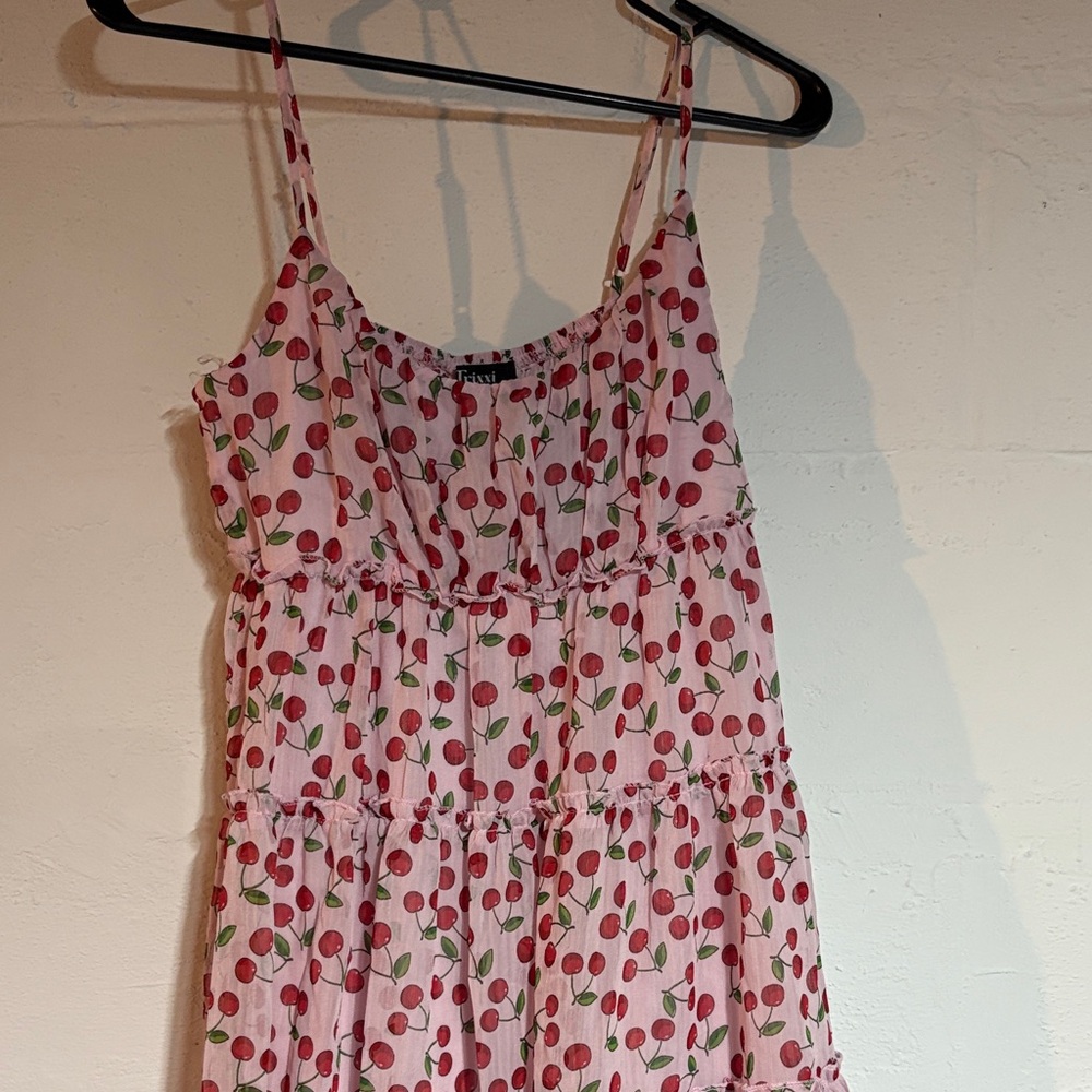 Trixxi Cherry Print Dress in Pink